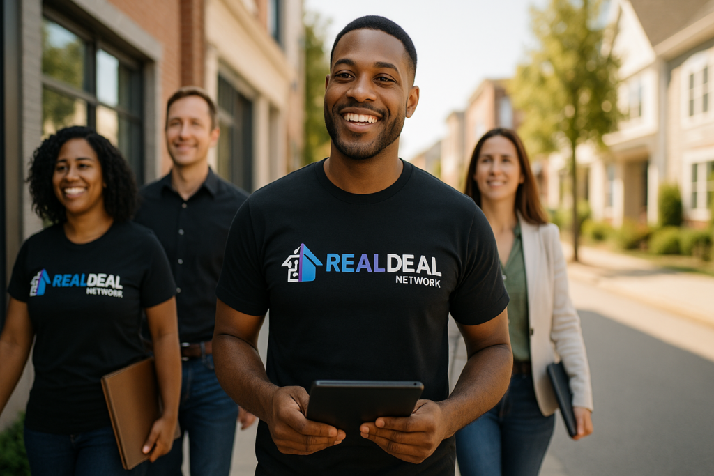 Real Estate Team showing clients around