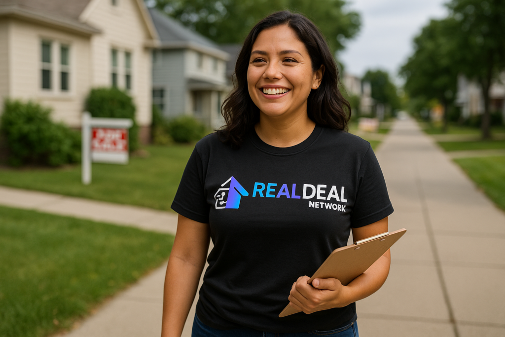 Smiling Realtor on Sidewalk